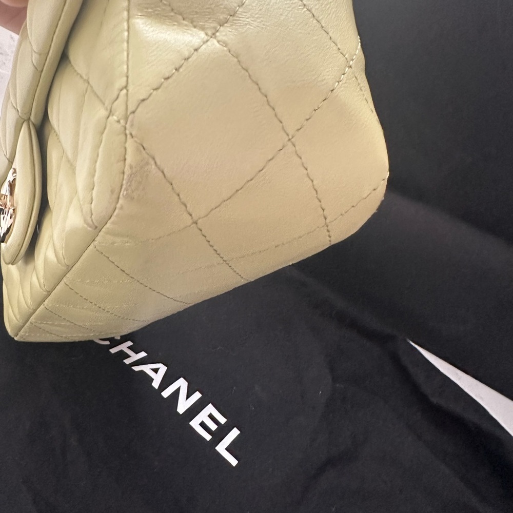 Chanel Mini Rectangular Flap Bag Light Green Lamb… - image 3